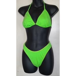 Neon Green Bikini Swimsuit Competition Standout SIZE M Starfish Vintage 90s NWOT